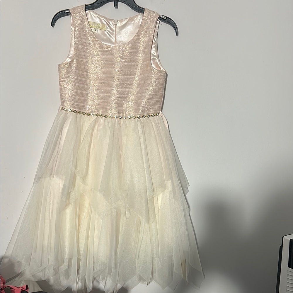 Cream Embellished Tiered Formal Dressam american prinsses dress